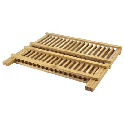 China Sustainable Factory Customize Bamboo Dish Drying Rack Kitchen Organizer Holder Shelf for sale