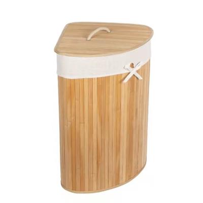 China Stocked Laundry Basket 100L Bamboo Dirty Clothes Storage Basket With Lid Liner And Handles for sale