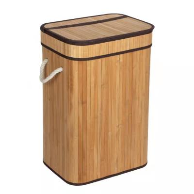 China Household Stocked Bamboo Bathroom Storage Basket Nature Color With Removable Liner for sale