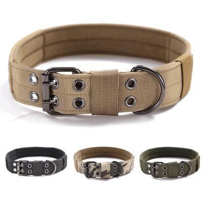 China Sustainable Nylon wear-resistant five-speed adjustment pin buckle dog collar medium and large dog training collar outdoor tactical collar for sale