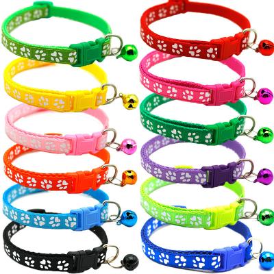 China Stocked 2023 New Fashion Pets Dog Collar Cartoon Funny Footprint Cute Bell Adjustable Collars For Dog Cats Puppy Pet Accessories for sale