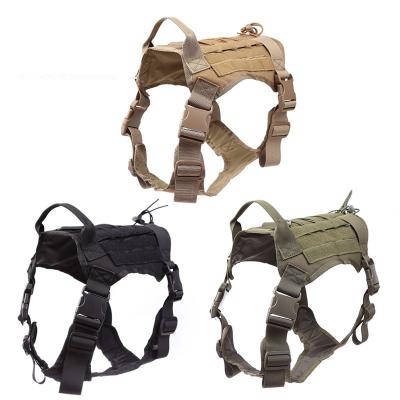 China Padded New Tactical Dog Harness Military No Pull Pet Harness Vest For Medium Large Dogs Training Hiking Molle Dog Harness With Pouches for sale