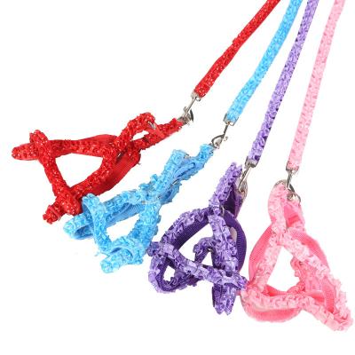 China Stocked Lace Harness Leash Pet Puppy Cute Harness and Leash  Cat Dress Collars Dogs Accessoires Lace Chihuahua Teddy Pets Supplies for sale