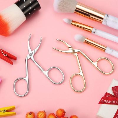 China Flat Stainless Steel Tip Eyebrow Tweezers Tweezers Cut Scissors Handle Forehead Hair Plucker Remover Makeup Tool for sale