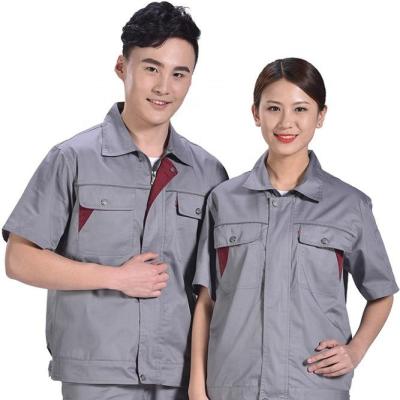 China Cotton Work Clothing Sets Short Sleeve Mens Factory Work Wear Construction Clothes Work Wear Worker Uniform for sale