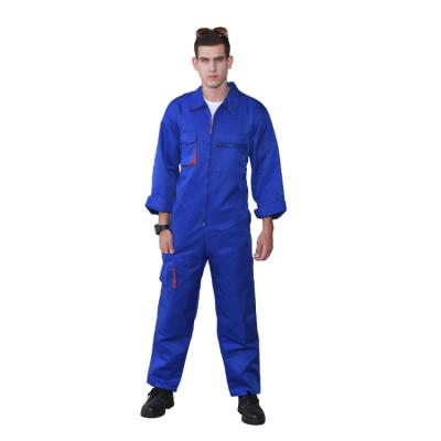 China Blue Custom Multi Pockets Mens Well-fitting Logo Safety Workwear Cheap Coverall for sale