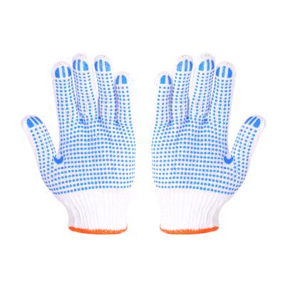 China Low Price Anti-Slip Abrasion Resistant Construction Safety Polka Dot Gloves PVC Dotted Cotton Polyester Knits Glove for sale