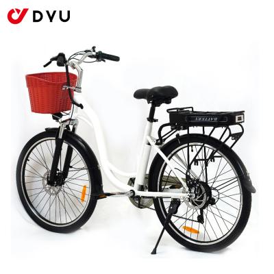 China DYU aluminum alloy C7 design used electric bike for sale adult teens 26inch IP54 motor 350w 36v e-bike moped battery detachable citi ebike for sale