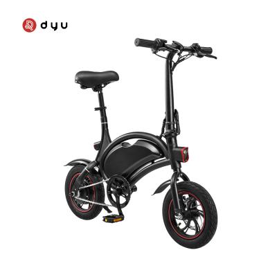 China Smart electric bike DYU D2F 12inch 6AH design lithium battery cheap classic electric bicycle metal ride new on car wholesale price for sale