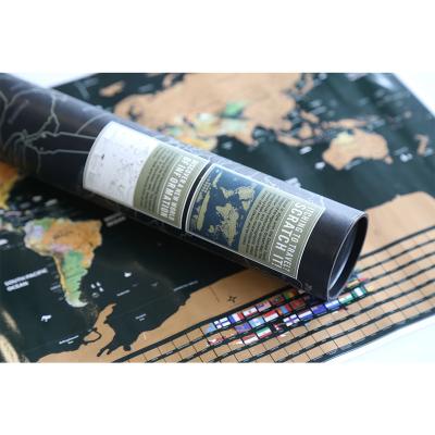 China Gold Copper High Quality Black Travel Paper Hard Paper World Scratch Off The World Map Best Quality Gold Scratch Off The World Map for sale