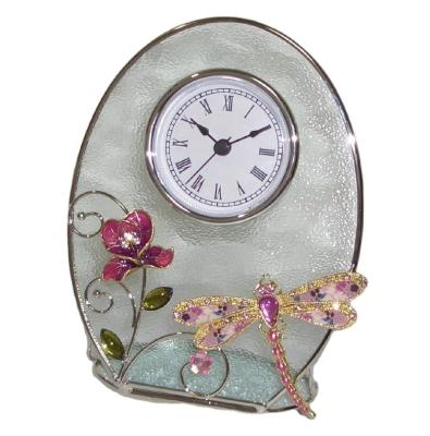 China Calendars Vintage Shape Custom Home Decorative Rose Quartz Clock Flower Jewelry Desk Clock for sale