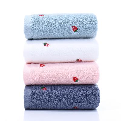 China Child Safe Super Absorbent Bath Towel Sky Blue Plain Terry Cotton Fluffy Custom Face Towel for sale