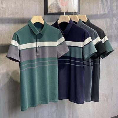 China 2023New Men's POLO Shirts High Quality Summer Short Sleeve Polo Kaos Striped Pria for sale