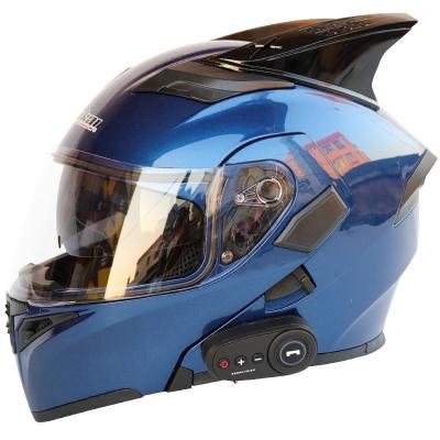 China Safety Motorcycle Accessories Helemt Fog Helmet Male And Female Vehicle Helmet Double Face General Open Lens With Tooth DOT Blue Motorcycle Helmet for sale