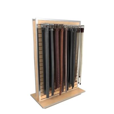 China New Arrival Leather Belt Store 130cm Size Wood Material Leather Belt Display Stand for sale