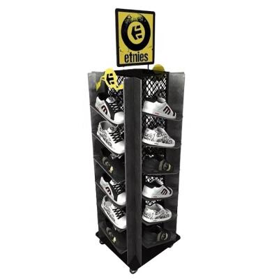 China Shoes Retail Store Customized 185cm Height Wood And Metal Hardware Display Racks Shoes for sale