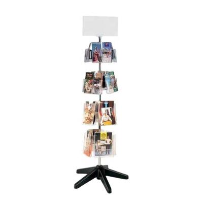 China Best Selling Brochure Floor Standing Acrylic Brochure Holder Standee Greeting Card Display Rack With Wire Shelf Bracket for sale