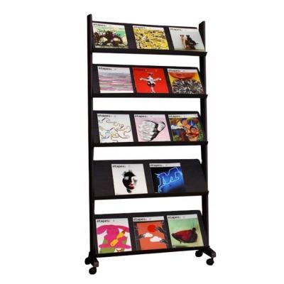 China Comic Book Factory Customized Easy Assemble Floor Standing 180cm Height Metal Comic Display Rack With Wheels for sale