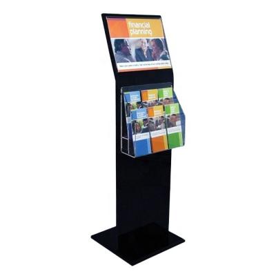 China Catalog 140cm Factory Customized Free Size Wood And Acrylic Catalog Rack Display Brochure Display Stand for sale