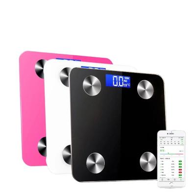 China Tempered Glass + ABS Plastic Scale Bluetoth Digital Body Fat Scale Bathroom Digital Weighing Smart Wireless Scale for sale