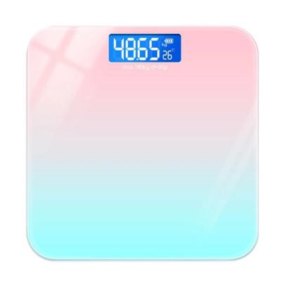 China Tempered Glass+Plastic Weighing Scale USB Body ABS Small Weight Scale Bathroom Personal Filling Scale Smart Electronic Digital Scale for sale