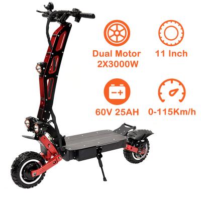 China OEM Factory Power 60v 25Ah Strong Motor 3000w Unisex 11 Inch Dual Motor Powerful Folding Electric Scooter for sale