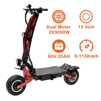 China OEM Factory Power 60v 25Ah Strong Motor 3000w Unisex 13 Inch Double Motor Powerful Folding Electric Scooter for sale