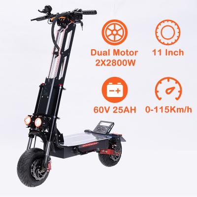 China Factory 60v 25Ah unisex double motor 2800w 11 inch powerful motor foldable electric scooter for sale