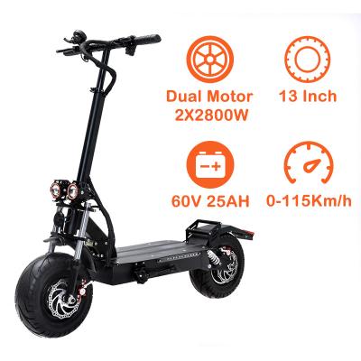 China Wholesale Fat Tire Motor 2*2800w 5000W 5600W 13 Inch 60v 25Ah 2 Wheel Double Folding Electric Scooter 21 - 30Ah for sale