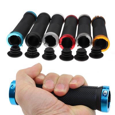 China Bicycle Handlebar Double Lock Skid Resistance Road Bicycle Aluminum Alloy Grip Mountain Bike Tight Rubber Recycling Grip for sale