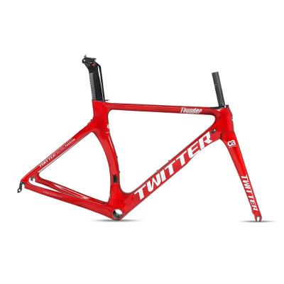 China new arrival 700C TWITTER thunder 700C road bike carbon frames with rim disc brake road bicycle frameset for sale