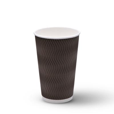 China Eco Friendly 100% Biodegradable Recycle Hot Coffee Drinking 12oz Ripple Wallpaper Cups for sale