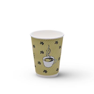 China Ripple Biodegradable Recyclable Disposable Wall Take Away Paper Coffee Cardboard Cups for sale