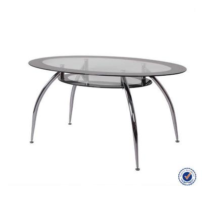 China DINING TABLE 2 Tier Oval Tempered Glass Top Round Dining Table for sale