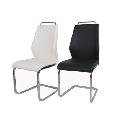 China Dining Chair Made In China Standerd Height Metal Leg White Leather Dining Chair for sale