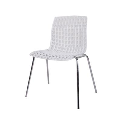 China Dining Chair Modern Cheap Plastic Chair With Chrome Legs for sale