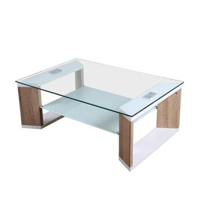 China Cheap Coffee Table Top Glass With Wood Frame Center Table for sale