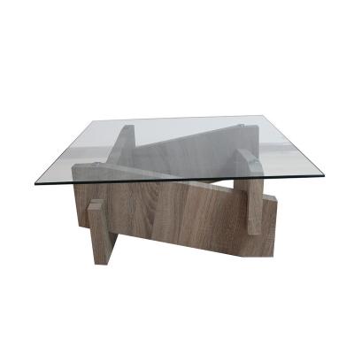 China Crazy Sales Special Design Coffee Table Top Glass With Wooden Bases Coffee Table for sale