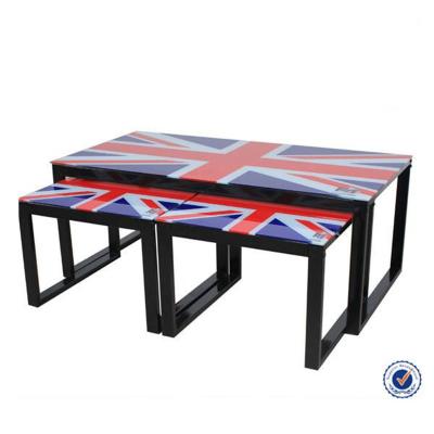 China Tempered coffee table UK hot sales small leg glass-metal coffee table for sale for sale