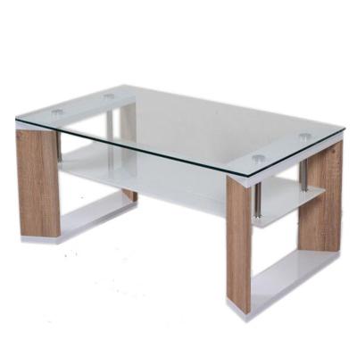 China Modern cheap glass wooden coffee table coffee table with glass top for sale