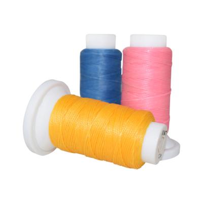 China Waterproof 0.8mm 50m Per Roll DIY Hand-stitched Wax Flat Thread Small Roll Polyester Leather Wax Thread for sale