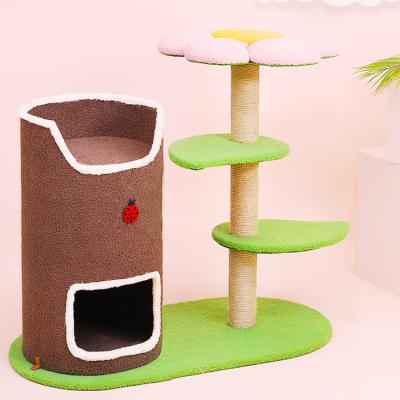 China Hot Modern Sustainable Cat Tree Wooden Cat Tower Amazon Cat Tower Tree Treehouse Cherry Blossoms Hot Modern Cat Tree for sale