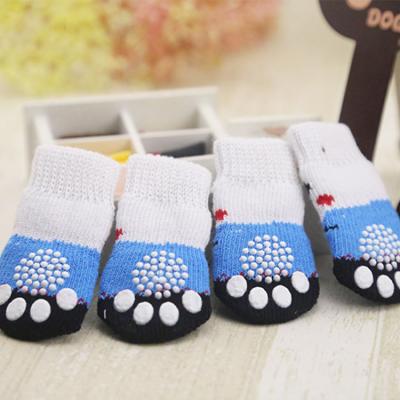 China Sustainable Pet Clothing Cotton Fabric Anti Slip Socks For Dogs for sale