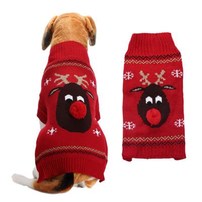 China Viable Factory Wholesale Pattern Christmas Dog Sweater Pet Winter Knitting Dog Clothes for sale