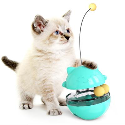 China Cat Tumbler Toy Funny Cat Leak Viable Food Ball Interactive Cats Stick Toy for sale