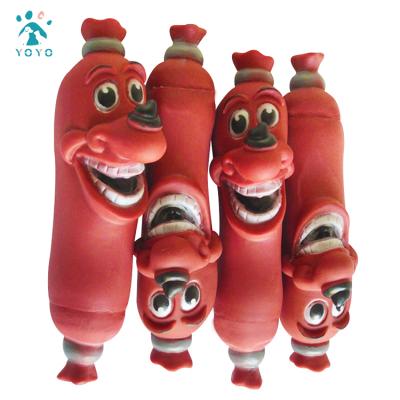 China Newcomer Sausage Dog Toy Dogs Cute Pet Squeaking Fun Cartoon Viable Creative Vinyl Sausage Voice Sausage Toy for sale