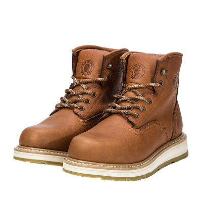 China High Quality Waterproof Men's Square Toe Traction On Work Boots Genuine Leather Waterproof Boots for sale