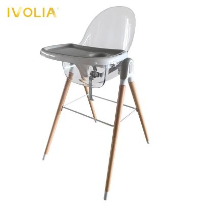 China New Ivolia Unique Modern Wooden Baby Highchair 3 in 1 Plastic Baby Chair for sale