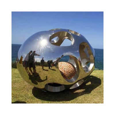 China Europe Large Metal Craft Abstract Art Mirror Polished Stainless Steel Outdoor Decorative Sphere Sculpture for sale