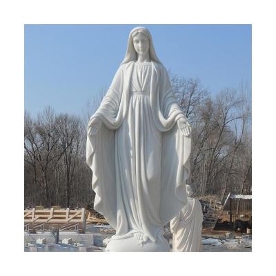 China Modern Outdoor Church Used Large Stone Marble Virgin Mary Human White Garden Statues Sculpture For Sale for sale